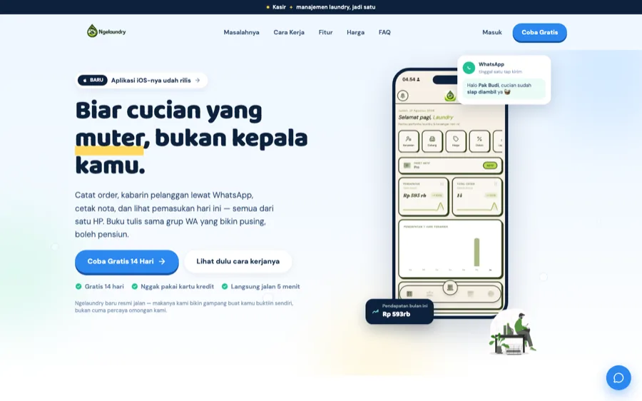 Landing page Ngelaundry